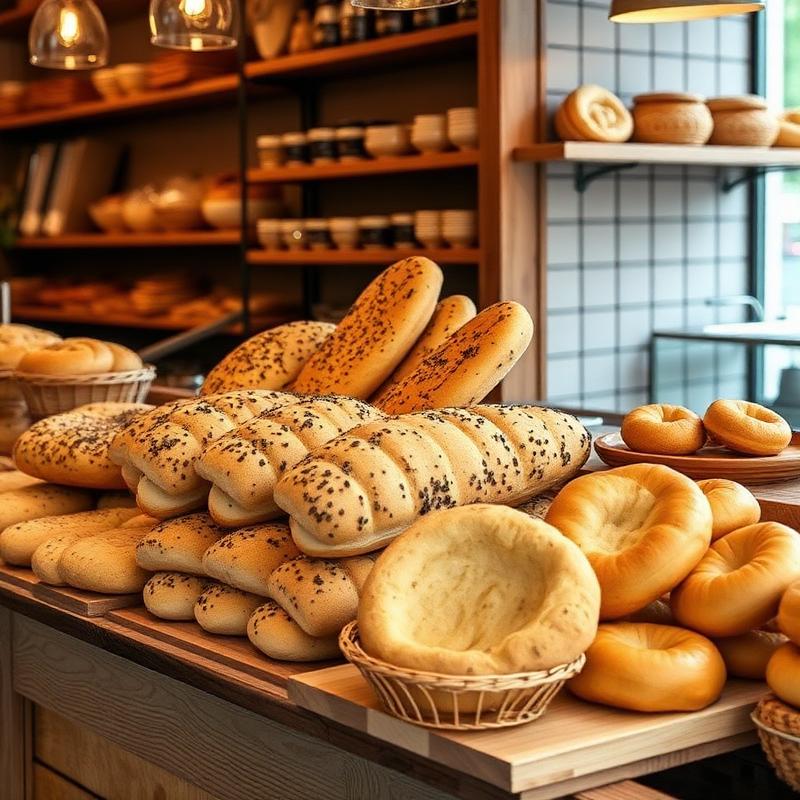 Warm baked goods on display